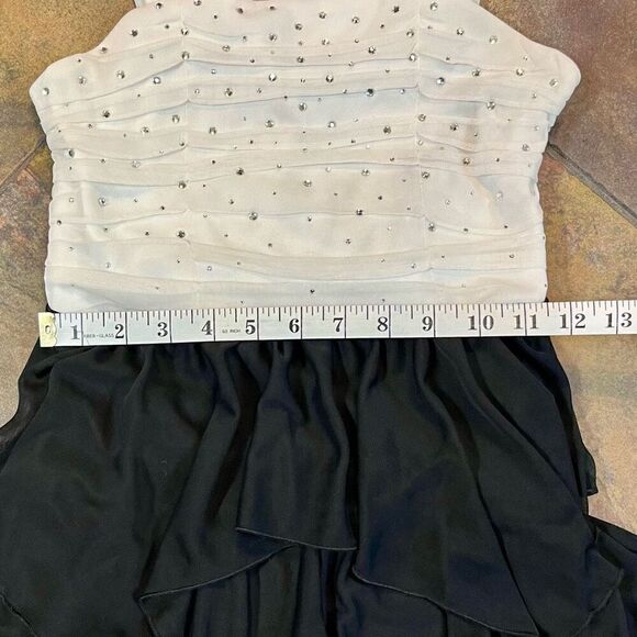 BCX Girl Black White Rhinestone Dressy Party Dress 12 - Picture 5 of 12